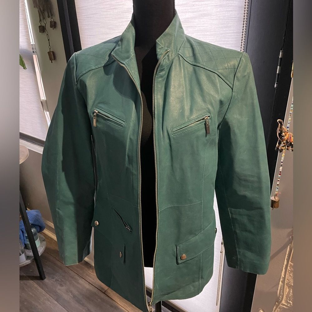 Women's Green Leather Jacket